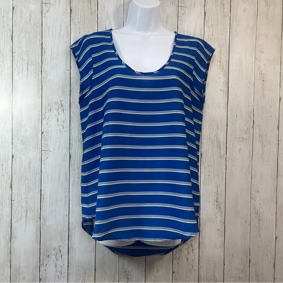 14th & Union Lightweight Stripe Cap Sleeve Top Medium - Picture 1 of 9